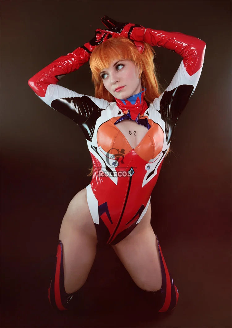 ROLECOS EVA Asuka Langley Soryu Cosplay Costume Asuka Langley Soryu Sexy Combat Jumpsuit Halloween Outfits Women Party Suit