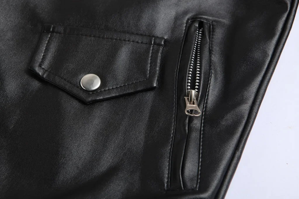 Gothic Punk Men’s Faux Leather Jacket – Slim Fit Motorcycle Coat, Medieval Cosplay Outerwear
