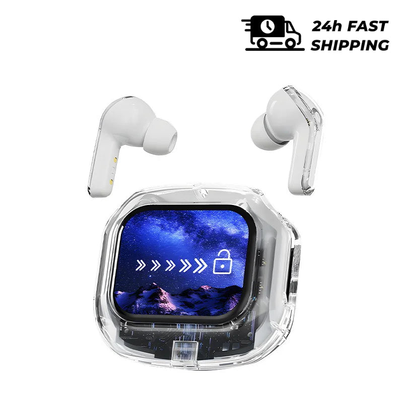 Translation Headphones with Touch Screen Wireless Bluetooth 5.4 Smart Earphone HiFi Audio High Quality Transparent Case Headset