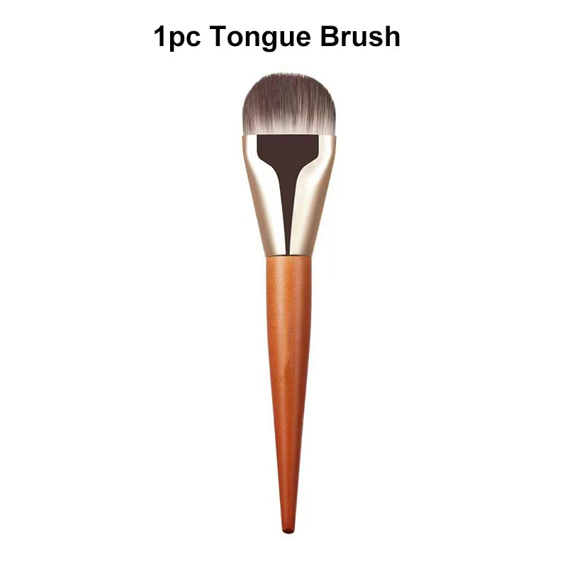 Ultra Thin Foundation Brush Set – Soft Wool Fiber Face Contour & Flat Contour Brush for Blending Foundation, Concealer, Bronzer, 1/2/3pcs
