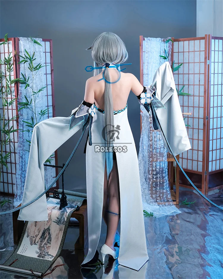 ROLECOS Game Genshin Impact Guizhong Cosplay Costume Women Dress Guizhong Liyue Gods Halloween Role Play Outfit