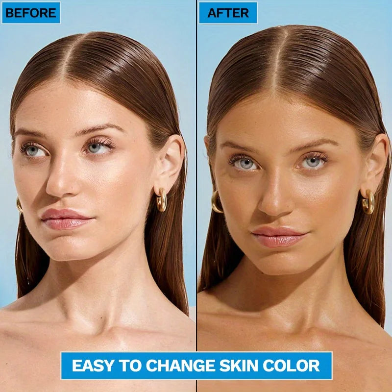 Black spray for face and body, no sun, self-blackening bronzed skin, gentle moisturizing skin care spray