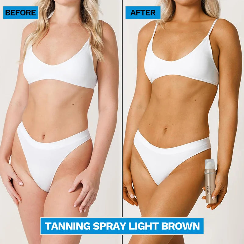 Black spray for face and body, no sun, self-blackening bronzed skin, gentle moisturizing skin care spray