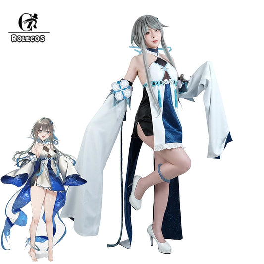 ROLECOS Game Genshin Impact Guizhong Cosplay Costume Women Dress Guizhong Liyue Gods Halloween Role Play Outfit