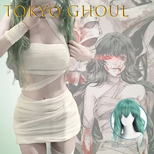 Anime Cosplay Wig Yoshimura Eto – Long Green Gradient Hair And Suit for Tokyo Ghoul Costumes