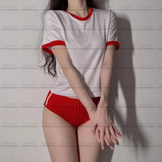 Anime School Uniform Cosplay Top – High Stretch Crop Tee for Roleplay, Cheerleading Style, and Kawaii Fashion Looks