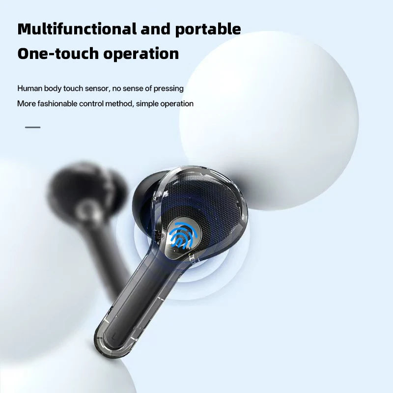 Translation Headphones with Touch Screen Wireless Bluetooth 5.4 Smart  Earphone HiFi Audio High Quality Transparent Case Headset