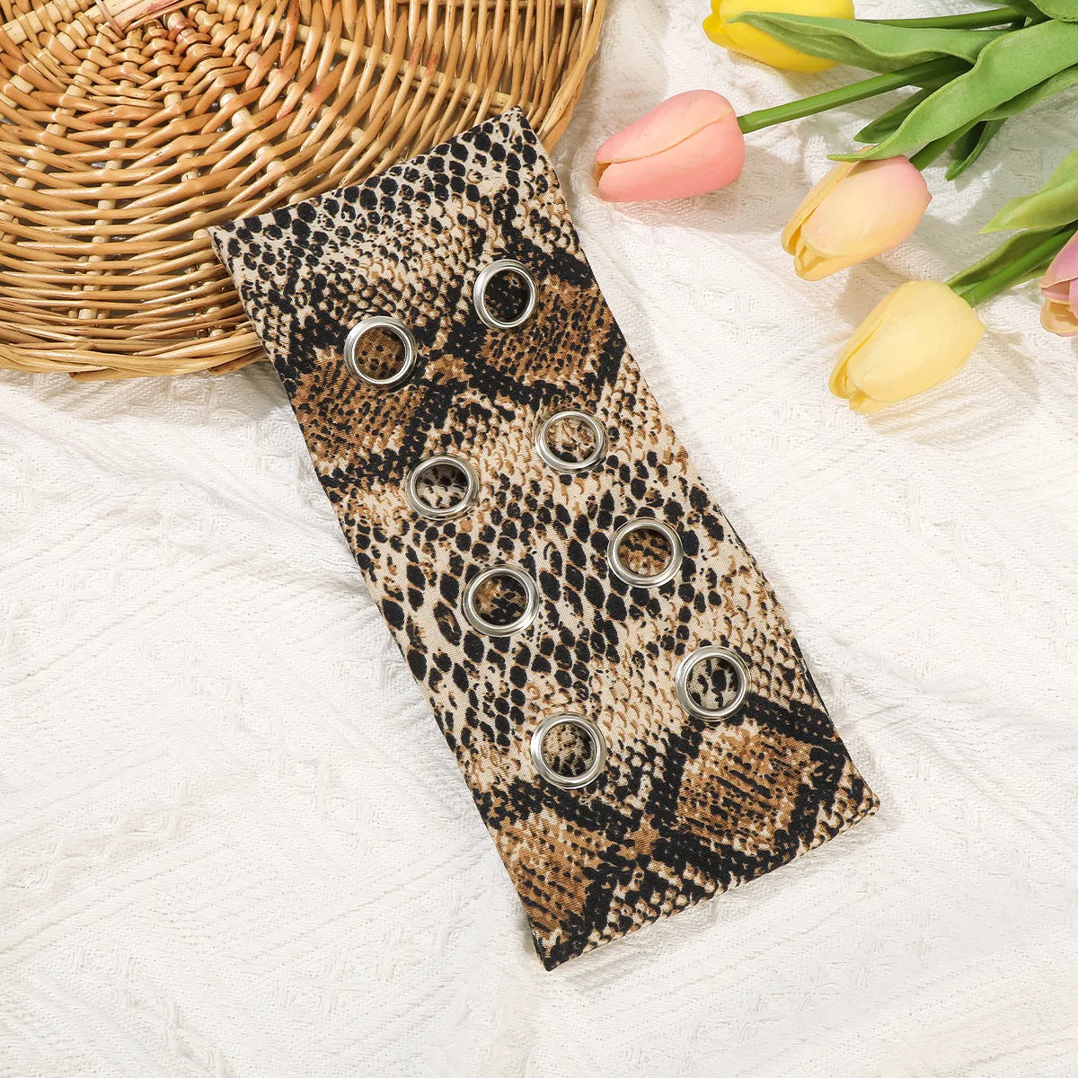 Punk Girl Hollowed Out Eyelets Wide Elastic Headband Stretchy Metal Rock Steampunk for Sports Headbands Hair Accessories