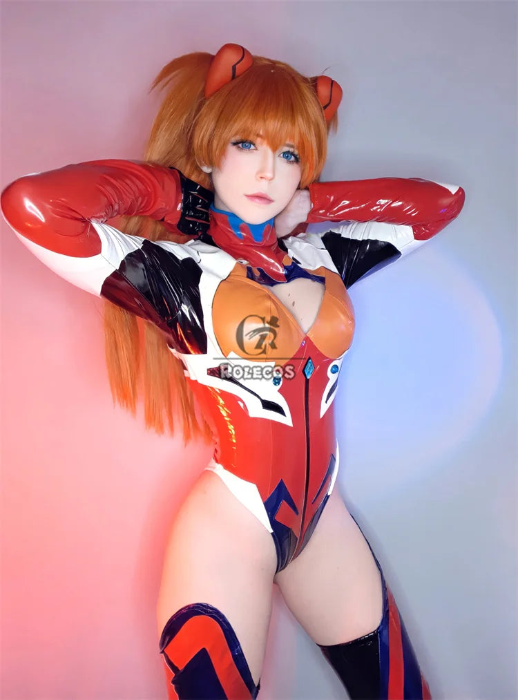 ROLECOS EVA Asuka Langley Soryu Cosplay Costume Asuka Langley Soryu Sexy Combat Jumpsuit Halloween Outfits Women Party Suit