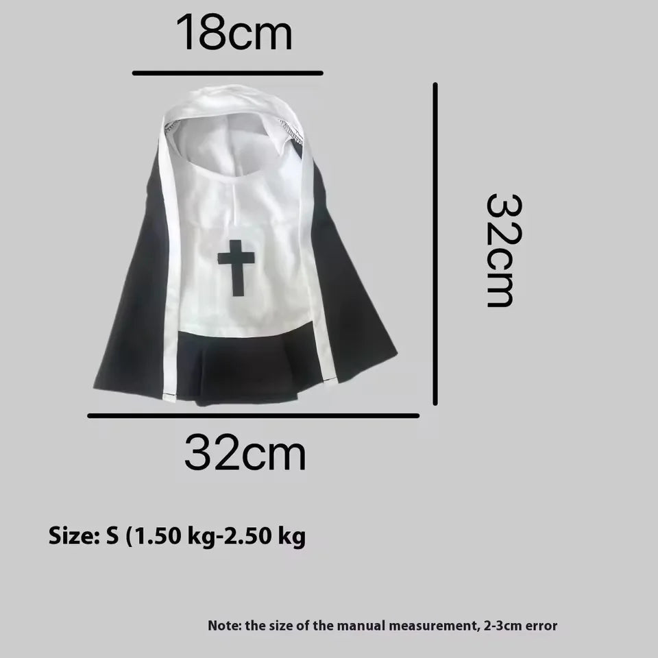 Kawaii Pet Costume 2025 – Cat & Dog Cosplay Nun Cloak Dress for Fun & Creative Play