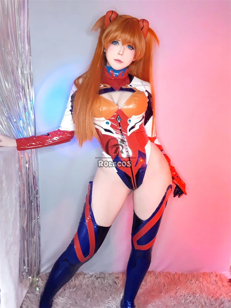 ROLECOS EVA Asuka Langley Soryu Cosplay Costume Asuka Langley Soryu Sexy Combat Jumpsuit Halloween Outfits Women Party Suit