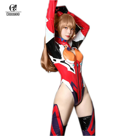 ROLECOS EVA Asuka Langley Soryu Cosplay Costume Asuka Langley Soryu Sexy Combat Jumpsuit Halloween Outfits Women Party Suit