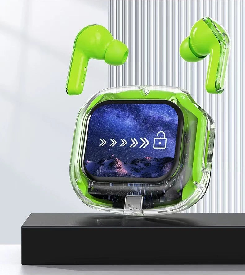 Translation Headphones with Touch Screen Wireless Bluetooth 5.4 Smart  Earphone HiFi Audio High Quality Transparent Case Headset