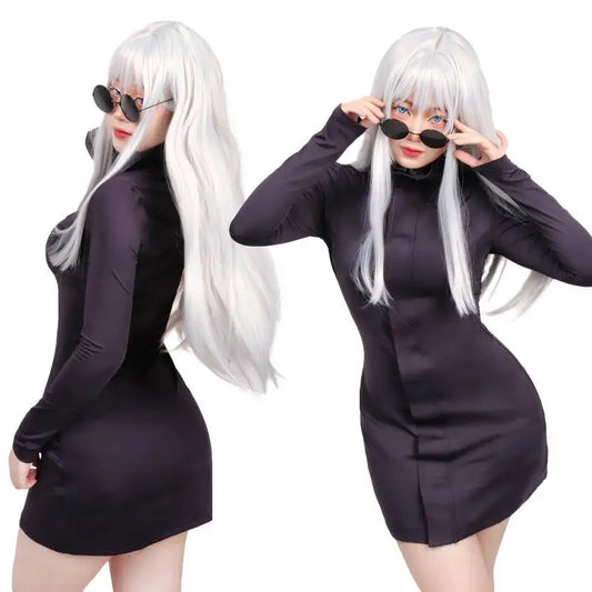 Gojo Satoru Cosplay Costume for Women – WENHAM Purple Dress with Glasses, Anime Party & Halloween Outfit