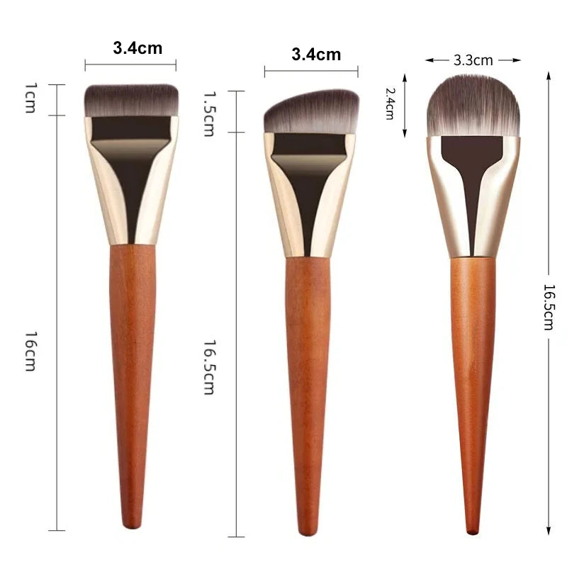 Ultra Thin Foundation Brush Set – Soft Wool Fiber Face Contour & Flat Contour Brush for Blending Foundation, Concealer, Bronzer, 1/2/3pcs