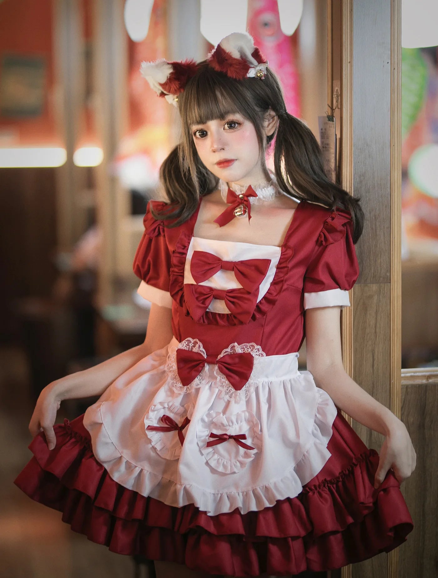 Cosplay Costumes Japanese Soft Girl Maid Wear Ladies Dress Cute Pink Lolita Uniform Suit Cos Clothing Women Skirt Bow Gift Sets