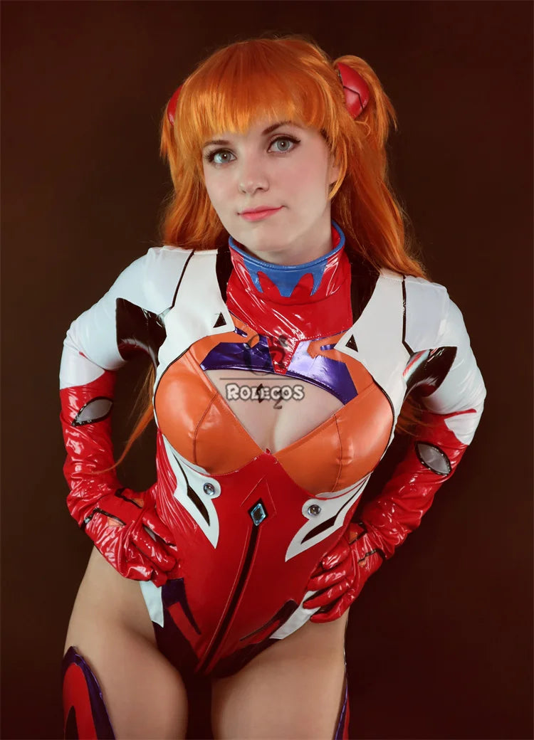 ROLECOS EVA Asuka Langley Soryu Cosplay Costume Asuka Langley Soryu Sexy Combat Jumpsuit Halloween Outfits Women Party Suit